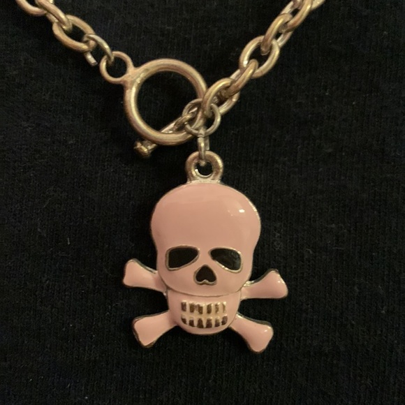 Vintage Jewelry Mall Goth Pink Skull And Crossbones Necklace Poshmark